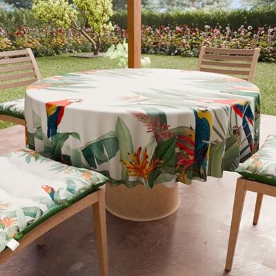 PETTI Artigiani Italiani Rund mikrofiberduk (diameter Ø 200 cm), köksbordsskydd för runda bord, papegojdesign, 100% tillverkad i Italien PETTI Artigiani Italiani Rund mikrofiberduk (diameter Ø 200 cm), köksbordsskydd för runda bord, papegojdesign, 100% tillverkad i Italien