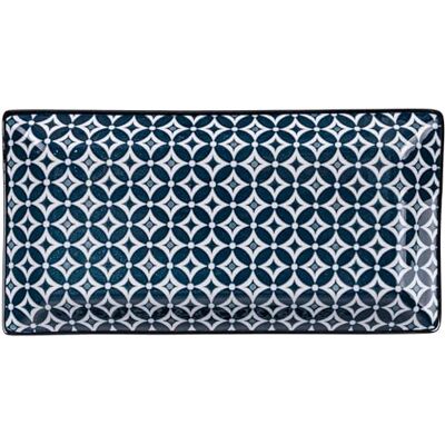 Tivoli Set med 6 rektangulär tefat i stengods 24 x 12 cm, geometrisk dekoration, förvirring Tivoli Set med 6 rektangulär tefat i stengods 24 x 12 cm, geometrisk dekoration, förvirring