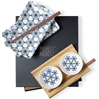Moritz & Moritz 8 delar Sushi Porslinsset för 2 personer – sushi serveringsset med 2 x sushitallrikar, dip-skålar och pinnar Moritz & Moritz 8 delar Sushi Porslinsset för 2 personer – sushi serveringsset med 2 x sushitallrikar, dip-skålar och pinnar