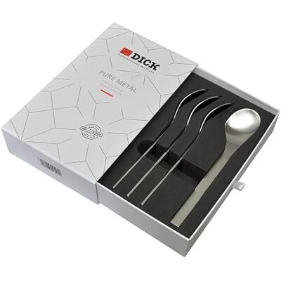 F. DICK Pure METAL 91587000 set med 4 matskedar med satinerad yta av bevarat kvalitetsstål, perfekt för soppor, grytor F. DICK Pure METAL 91587000 set med 4 matskedar med satinerad yta av bevarat kvalitetsstål, perfekt för soppor, grytor
