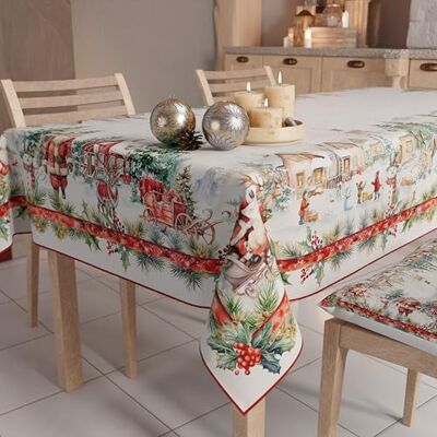 PETTI Artigiani Italiani Julduk Fläckbeständig Fyrkantig Julbordsöverdrag Kök Ritning Santas Land X4 Platser (140 x 140 cm) 100% Tillverkad i Italien PETTI Artigiani Italiani Julduk Fläckbeständig Fyrkantig Julbordsöverdrag Kök Ritning Santas Land X4 Platser (140 x 140 cm) 100% Tillverkad i Italien