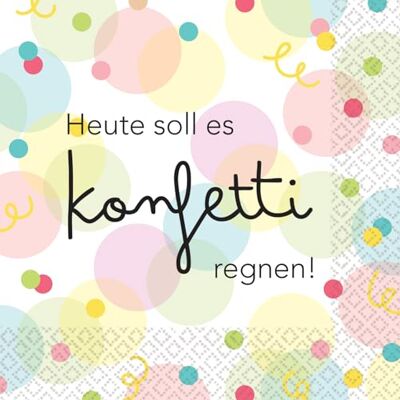 Riethmüller Servetter "Idag bör det regna konfetti" 33 cm x 33 cm, 16 stycken – stora pappersservetter med ordspråk för födelsedag, barns födelsedag och årsdag – bordsdekoration Riethmüller Servetter "Idag bör det regna konfetti" 33 cm x 33 cm, 16 stycken – stora pappersservetter med ordspråk för födelsedag, barns födelsedag och årsdag – bordsdekoration