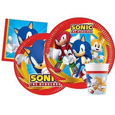 Sega Sonic The Hedgehog Festservis - Blå - Party Tableware Set Sega Sonic The Hedgehog Festservis - Blå - Party Tableware Set