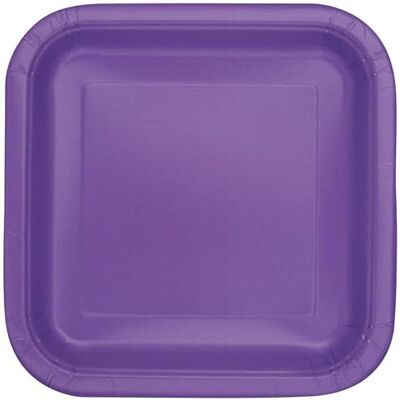 Unique 46979EU miljövänlig fyrkantig papperstallrik – 23 cm lila färg – 14 stycken (1 förpackning), neonlila Unique 46979EU miljövänlig fyrkantig papperstallrik – 23 cm lila färg – 14 stycken (1 förpackning), neonlila
