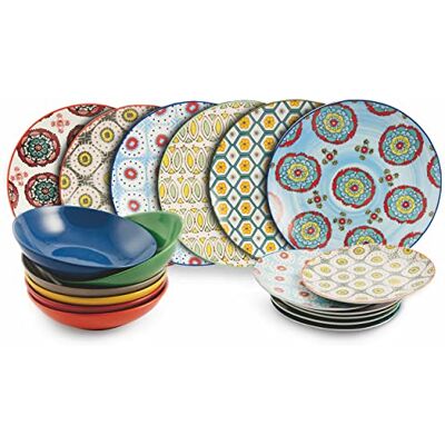Tivoli 5909277 Bazar Service 18 stycken i Porslin och stengods, 6 platser Olika bord Tivoli 5909277 Bazar Service 18 stycken i Porslin och stengods, 6 platser Olika bord