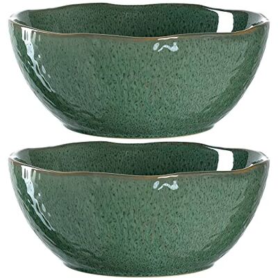 Leonardo HOME 018585 MATERA keramikskål 23,5 cm grön 2-pack, keramik Leonardo HOME 018585 MATERA keramikskål 23,5 cm grön 2-pack, keramik