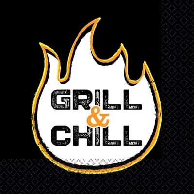 Riethmüller Servetter "Grill & Chill" 33 cm x 33 cm, 16 stycken – stora pappersservetter med ordspråk för grillfest och trädgårdsfest – bordsdekoration Riethmüller Servetter "Grill & Chill" 33 cm x 33 cm, 16 stycken – stora pappersservetter med ordspråk för grillfest och trädgårdsfest – bordsdekoration