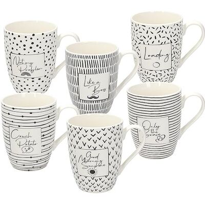 Tognana Mood set 6 muggar, 350 cc, New Bone China, svart Tognana Mood set 6 muggar, 350 cc, New Bone China, svart