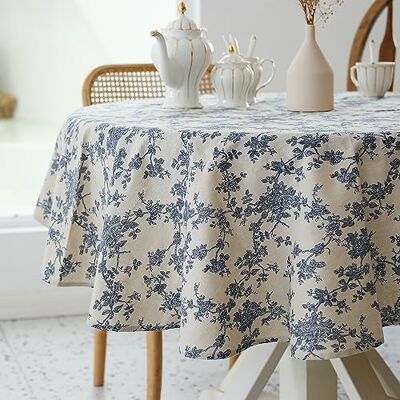 YiHomer Pastoral rund bordsduk – 152 cm dia. Bordsduk i linne tvättbart bordsskydd med dammsäkert skrynkelbeständigt för restaurang, picknick, inomhus- och utomhusmiddag, blommig (mörkblå) YiHomer Pastoral rund bordsduk – 152 cm dia. Bordsduk i linne tvättbart bordsskydd med dammsäkert skrynkelbeständigt för restaurang, picknick, inomhus- och utomhusmiddag, blommig (mörkblå)