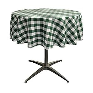 LA Linen Poly rutig rund bordsduk, 127 cm, grön/vit LA Linen Poly rutig rund bordsduk, 127 cm, grön/vit