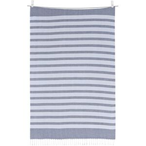 Sleepdown 100% bomullsrandig tofsad strandhandduk mjuk absorberande simbassäng resor camping bad bastu gym yoga med väska – vit blå – (80 x 165 cm), 5056242898535 Sleepdown 100% bomullsrandig tofsad strandhandduk mjuk absorberande simbassäng resor camping bad bastu gym yoga med väska – vit blå – (80 x 165 cm), 5056242898535