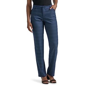 Lee Wrinkle fri avslappnad passform rak benbyxa dam byxor, Marinblå/Insignia Blue Plaid, 40 Lee Wrinkle fri avslappnad passform rak benbyxa dam byxor, Marinblå/Insignia Blue Plaid, 40