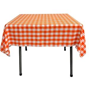 LA Linen Rutig överläggsduk, 127 x 132 cm, orange LA Linen Rutig överläggsduk, 127 x 132 cm, orange