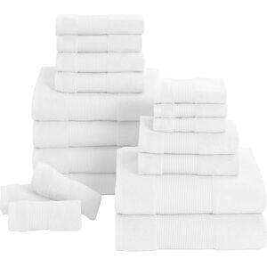 Modern Threads Amrapur Overseas Air Cloud handduksset i 100 procent kammad bomull, 18 delar, vit Modern Threads Amrapur Overseas Air Cloud handduksset i 100 procent kammad bomull, 18 delar, vit