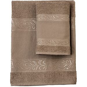 FILET Set med 2 frottébadhanddukar med insats av aida-duk för broderi 60 x 105 cm och 40 x 55 cm Ansikte och gäst Högkvalitativ svamp, tillverkad i Italien Brun rep FILET Set med 2 frottébadhanddukar med insats av aida-duk för broderi 60 x 105 cm och 40 x 55 cm Ansikte och gäst Högkvalitativ svamp, tillverkad i Italien Brun rep