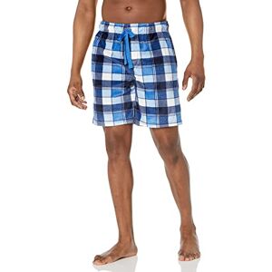 Izod Herr Lite Touch sov- och loungeshorts av fleece pyjamasbyxor, Blå/vit rutig, L Izod Herr Lite Touch sov- och loungeshorts av fleece pyjamasbyxor, Blå/vit rutig, L