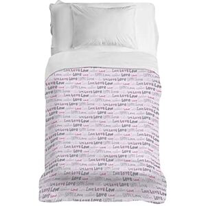 PENSIERI DELICATI Överkast 170 x 280 cm, enkelhandduk i 100% bomull, perfekt som heminredning, överkast för 1 kvadrat, mönster kärlek kärlek rosa, 100% tillverkad i Italien PENSIERI DELICATI Överkast 170 x 280 cm, enkelhandduk i 100% bomull, perfekt som heminredning, överkast för 1 kvadrat, mönster kärlek kärlek rosa, 100% tillverkad i Italien