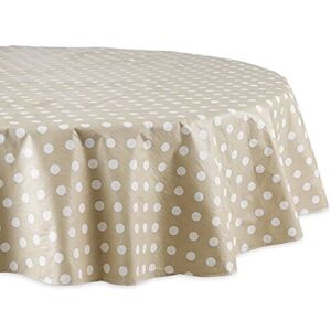 DII J & M Home Fashion prickig vinyl bordsduk, 52 tum x 70 tum 70' Beige & White Polka Dot DII J & M Home Fashion prickig vinyl bordsduk, 52 tum x 70 tum 70' Beige & White Polka Dot