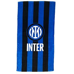 Inter Frotté strandhandduk, 90 x 170, logotyp inuti, 100% bomull, officiell produkt, svart blå grafik Inter Frotté strandhandduk, 90 x 170, logotyp inuti, 100% bomull, officiell produkt, svart blå grafik