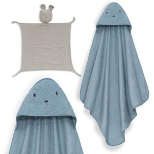 Interbaby Babybadkappa + Muslin Dudu, 100% bomullshandduk, unisex, mjuk, snabbtorkande perfekt för nyfödda, spädbarn och småbarn björndesign Interbaby Babybadkappa + Muslin Dudu, 100% bomullshandduk, unisex, mjuk, snabbtorkande perfekt för nyfödda, spädbarn och småbarn björndesign
