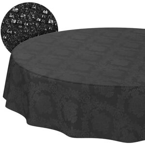 ANRO Tyg bordsduk textil bordslinne bordsduk bomull polyester tvättbar enfärgad prydnad damast jacquardtyg tvättbar barock svart rund 140 cm skärkant ANRO Tyg bordsduk textil bordslinne bordsduk bomull polyester tvättbar enfärgad prydnad damast jacquardtyg tvättbar barock svart rund 140 cm skärkant