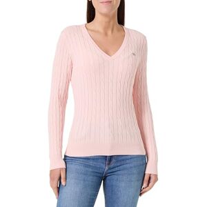 GANT Stretch bomull kabel V-hals, Pionrosa, S GANT Stretch bomull kabel V-hals, Pionrosa, S