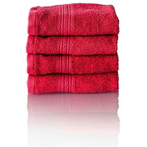 ALCLEAR Komfort frottéhandduk set absorberande av 100% ekologisk bomull, frottéserie i 6 färger och 5 storlekar, färg: röd, 4 x gästhanddukar 30 x 50 cm ALCLEAR Komfort frottéhandduk set absorberande av 100% ekologisk bomull, frottéserie i 6 färger och 5 storlekar, färg: röd, 4 x gästhanddukar 30 x 50 cm