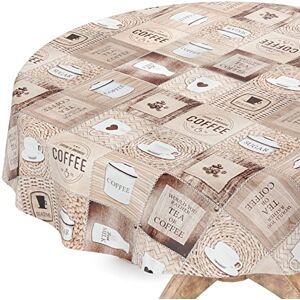 ANRO Bordsduk, tvättbar, vaxbordsduk, rund, 120 cm, skärkant kaffe, lättvårdad ANRO Bordsduk, tvättbar, vaxbordsduk, rund, 120 cm, skärkant kaffe, lättvårdad