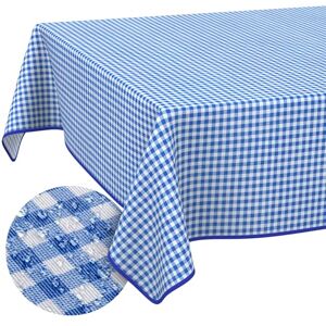 ANRO Bordsduk av tyg tvättbar bordslinne bordsduk bomull polyester Vichy blå rund 140 cm inom-/utomhus bordsduk ANRO Bordsduk av tyg tvättbar bordslinne bordsduk bomull polyester Vichy blå rund 140 cm inom-/utomhus bordsduk