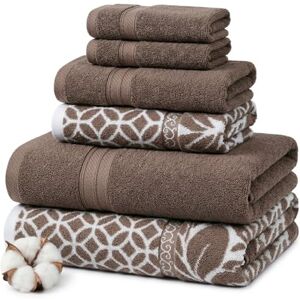 Modern Threads Moderna trådar Trefoil filigran 6-delad vändbart garn färgat jacquardhandduksset – badhanddukar, handdukar och tvättdukar – superabsorberande och snabbtorkande – 100% kammad bomull Modern Threads Moderna trådar Trefoil filigran 6-delad vändbart garn färgat jacquardhandduksset – badhanddukar, handdukar och tvättdukar – superabsorberande och snabbtorkande – 100% kammad bomull