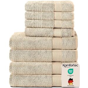 Komfortec 8-pack handduk set 4 handdukar 50 x 100 cm och 4 badhanddukar 70 x 140 cm frotté badhandduk & bastuhandduk XXL 100% bomull – mjuk snabbtorkande sand/beige Komfortec 8-pack handduk set 4 handdukar 50 x 100 cm och 4 badhanddukar 70 x 140 cm frotté badhandduk & bastuhandduk XXL 100% bomull – mjuk snabbtorkande sand/beige