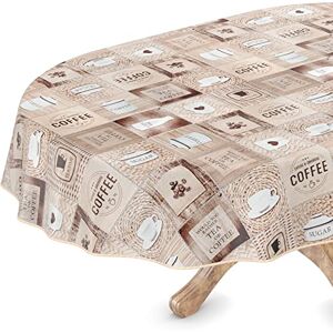 ANRO Bordsduk, tvättbar, vaxbordsduk, oval, 140 x 240 cm med fåll kaffe, lättvårdad ANRO Bordsduk, tvättbar, vaxbordsduk, oval, 140 x 240 cm med fåll kaffe, lättvårdad