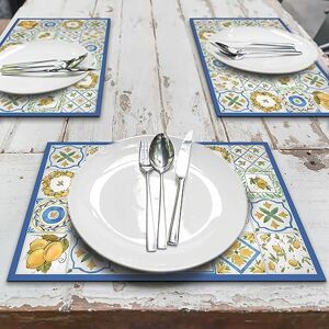 CREARREDA Bordstabletter Americana Lemon bordstabletter i set med 4 frukostunderlägg av PVC, 48 x 33 cm, halkfria, tvättbara, smutsavvisande, värmebeständiga, tillverkade i Italien CREARREDA Bordstabletter Americana Lemon bordstabletter i set med 4 frukostunderlägg av PVC, 48 x 33 cm, halkfria, tvättbara, smutsavvisande, värmebeständiga, tillverkade i Italien