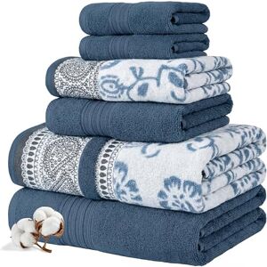 Modern Threads 6-delat handduksset, 2 x badhanddukar, 2 x handdukar, 2 x tvättlappar, garnfärgad jacquard/enfärgad handduk, Ofelia blå Modern Threads 6-delat handduksset, 2 x badhanddukar, 2 x handdukar, 2 x tvättlappar, garnfärgad jacquard/enfärgad handduk, Ofelia blå