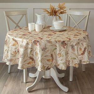 Benson Mills Höst Jacquard tryckt tygbordsduk för höst, skörd och Thanksgiving (naturblad, 178 cm rund) Benson Mills Höst Jacquard tryckt tygbordsduk för höst, skörd och Thanksgiving (naturblad, 178 cm rund)