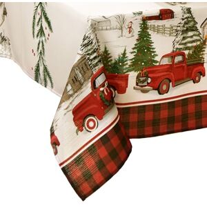 Elrene Home Fashions Vintage Truck Christmas Tree Farm Polyester Tablecloth, 60"X84", Rectangle Elrene Home Fashions Vintage Truck Christmas Tree Farm Polyester Tablecloth, 60"X84", Rectangle