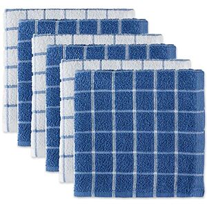 DII bomullsfrotté fönsterruta disktrasor, 30 cm x 30 cm set med 6, maskintvättbara och ultraabsorberande köksdisktrasa-blå DII bomullsfrotté fönsterruta disktrasor, 30 cm x 30 cm set med 6, maskintvättbara och ultraabsorberande köksdisktrasa-blå