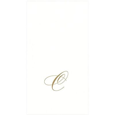 Caspari Monogram pappershanddukar, med initial C, vit pärla, 24 stycken Caspari Monogram pappershanddukar, med initial C, vit pärla, 24 stycken