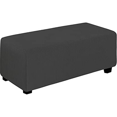 Easy-Going Lättgående stretch ottoman skydd vikbar förvaringspall möbelskydd mjuk rektangel överdrag med elastisk botten (Ottoman X-Large, mörkgrå) Easy-Going Lättgående stretch ottoman skydd vikbar förvaringspall möbelskydd mjuk rektangel överdrag med elastisk botten (Ottoman X-Large, mörkgrå)