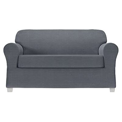 Zenna Home 2-delad Chenille Stretch Loveseat Slipcover, kadett blå Zenna Home 2-delad Chenille Stretch Loveseat Slipcover, kadett blå