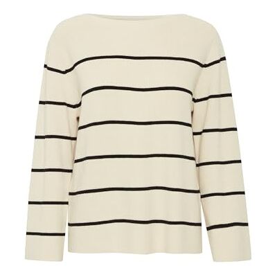 ICHI damtröja, 203332/Almond Milk Black Stripe, S ICHI damtröja, 203332/Almond Milk Black Stripe, S