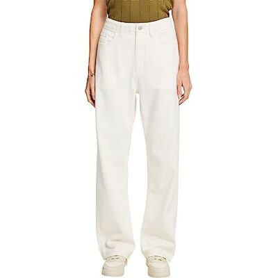 ESPRIT twillbyxor med breda ben, 100% bomull, Vit, 26W ESPRIT twillbyxor med breda ben, 100% bomull, Vit, 26W