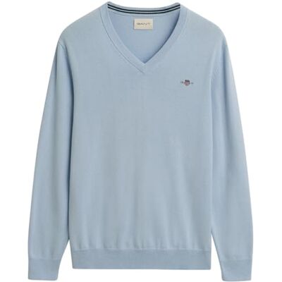 GANT CLASSIC COTTON V-hals, Färsk blå, M GANT CLASSIC COTTON V-hals, Färsk blå, M