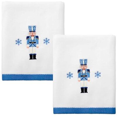 Avanti Linens Avanti Sängkläder Handdukar, mjuk och absorberande bomullssvelour, broderad, festlig heminredning, set med 2 (nötknäpparspaljé kollektion, vit) Avanti Linens Avanti Sängkläder Handdukar, mjuk och absorberande bomullssvelour, broderad, festlig heminredning, set med 2 (nötknäpparspaljé kollektion, vit)