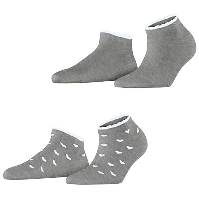 ESPRIT Damsneakerstrumpor Little Hearts 2-pack W Sn bomull kort mönstrad 2 par, grå ljusgrå 3400, 35–38 ESPRIT Damsneakerstrumpor Little Hearts 2-pack W Sn bomull kort mönstrad 2 par, grå ljusgrå 3400, 35–38