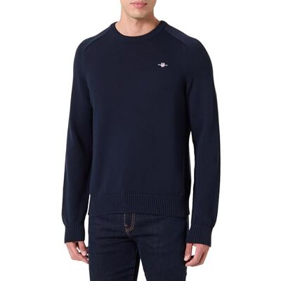 GANT Casual bomull C-hals, Kvällsblå, XXL GANT Casual bomull C-hals, Kvällsblå, XXL