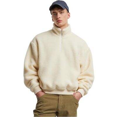 Urban Classics Troyer för män, oversized teddy-troyer av sherpa-tyg, oversize passform, storlekar S–5XL, Vit, XL Urban Classics Troyer för män, oversized teddy-troyer av sherpa-tyg, oversize passform, storlekar S–5XL, Vit, XL