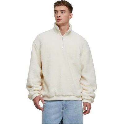 Urban Classics Troyer för män, oversized teddy-troyer av sherpa-tyg, oversize passform, storlekar S–5XL, Vit, 5XL Urban Classics Troyer för män, oversized teddy-troyer av sherpa-tyg, oversize passform, storlekar S–5XL, Vit, 5XL