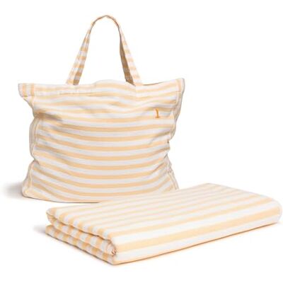 Möve Måve Beach Set bestående av strandväska och filt, 180 x 150 cm av 100% bomull, snö/guld Möve Måve Beach Set bestående av strandväska och filt, 180 x 150 cm av 100% bomull, snö/guld