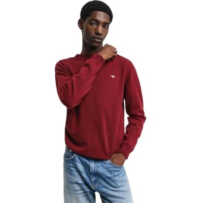 GANT Superfine lammull C-hals, Plumped Red, S GANT Superfine lammull C-hals, Plumped Red, S